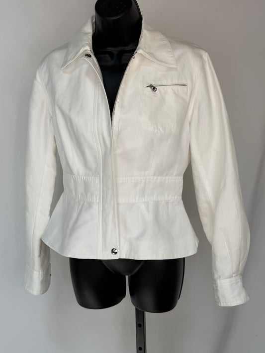 Ralph Lauren Collection Denim White Collared Zip-Up Jacket