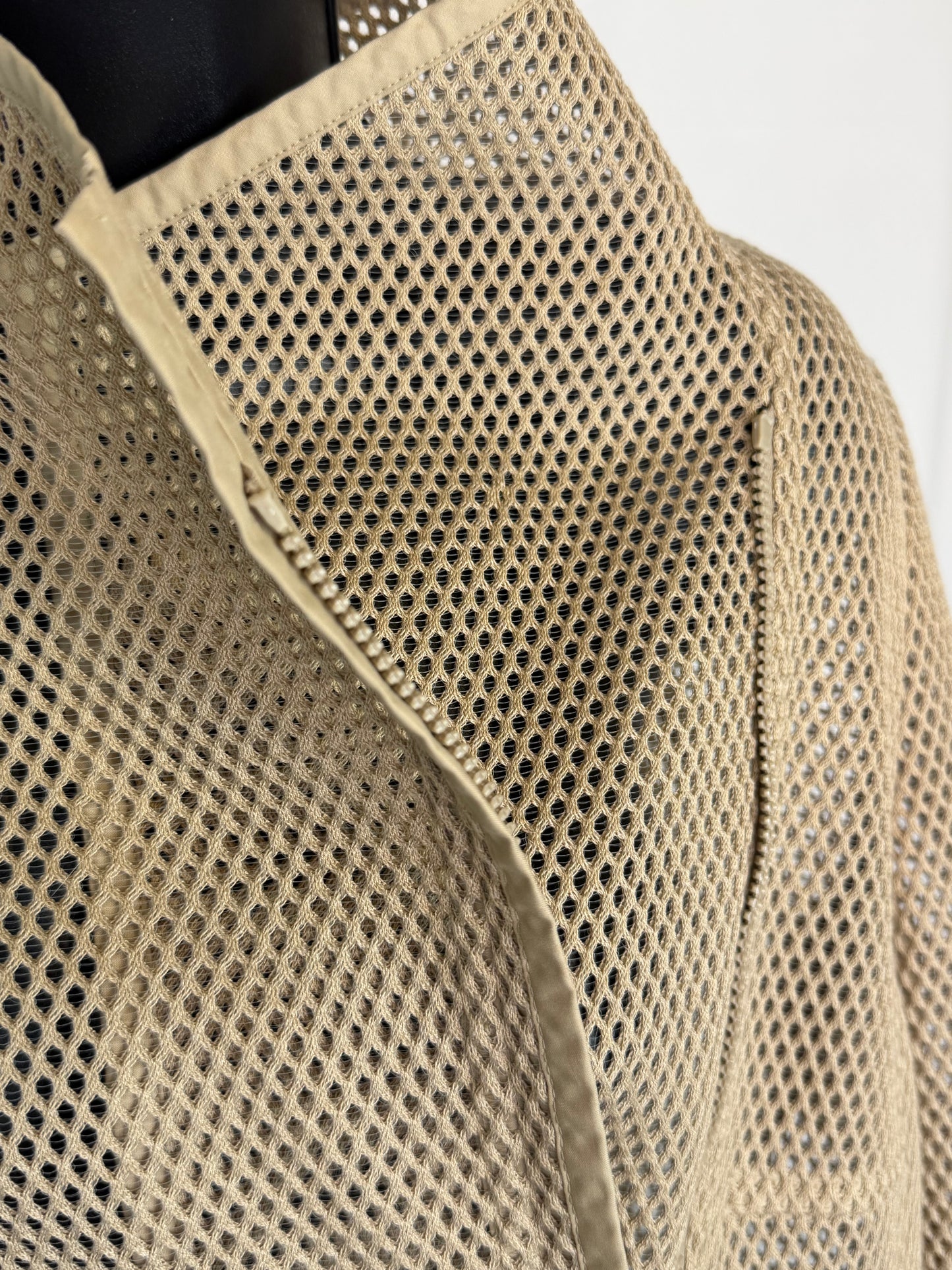 Akris Punto Beige Eyelet Asymmetrical Collar Zip Up Jacket