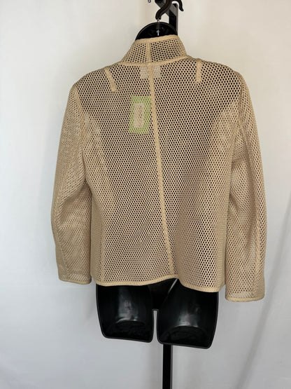 Akris Punto Beige Eyelet Asymmetrical Collar Zip Up Jacket