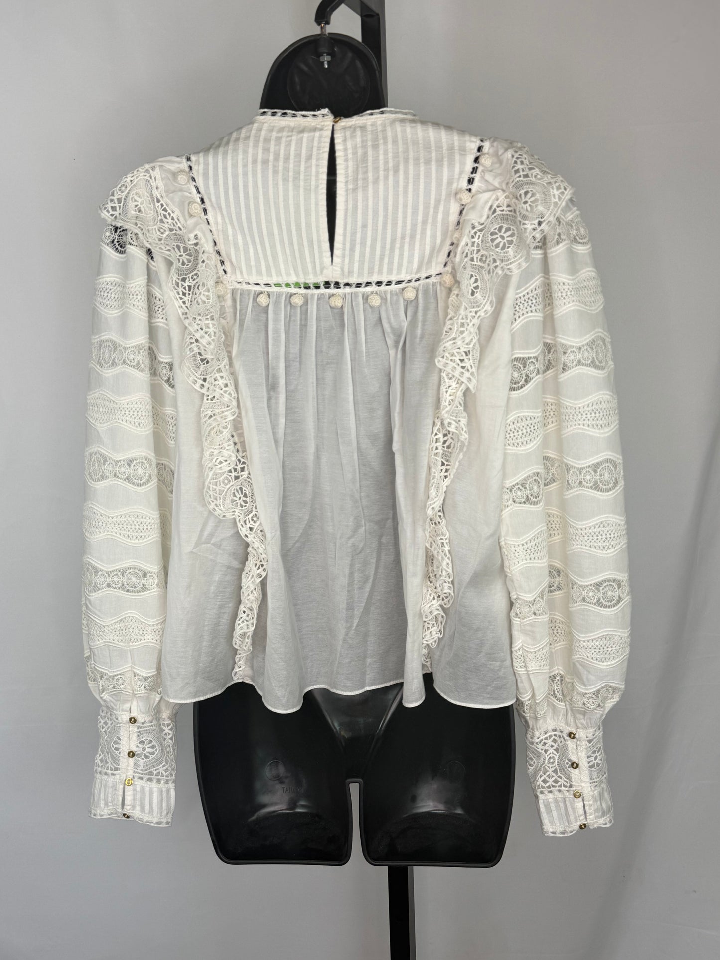 Ulla Johnson White Embroidered Lace Long Sleeve Ruffle Blouse