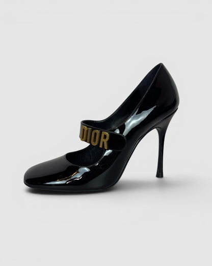 Christian Dior Black Patent Leather Mary Jane Pumps