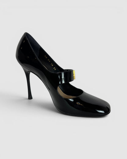 Christian Dior Black Patent Leather Mary Jane Pumps