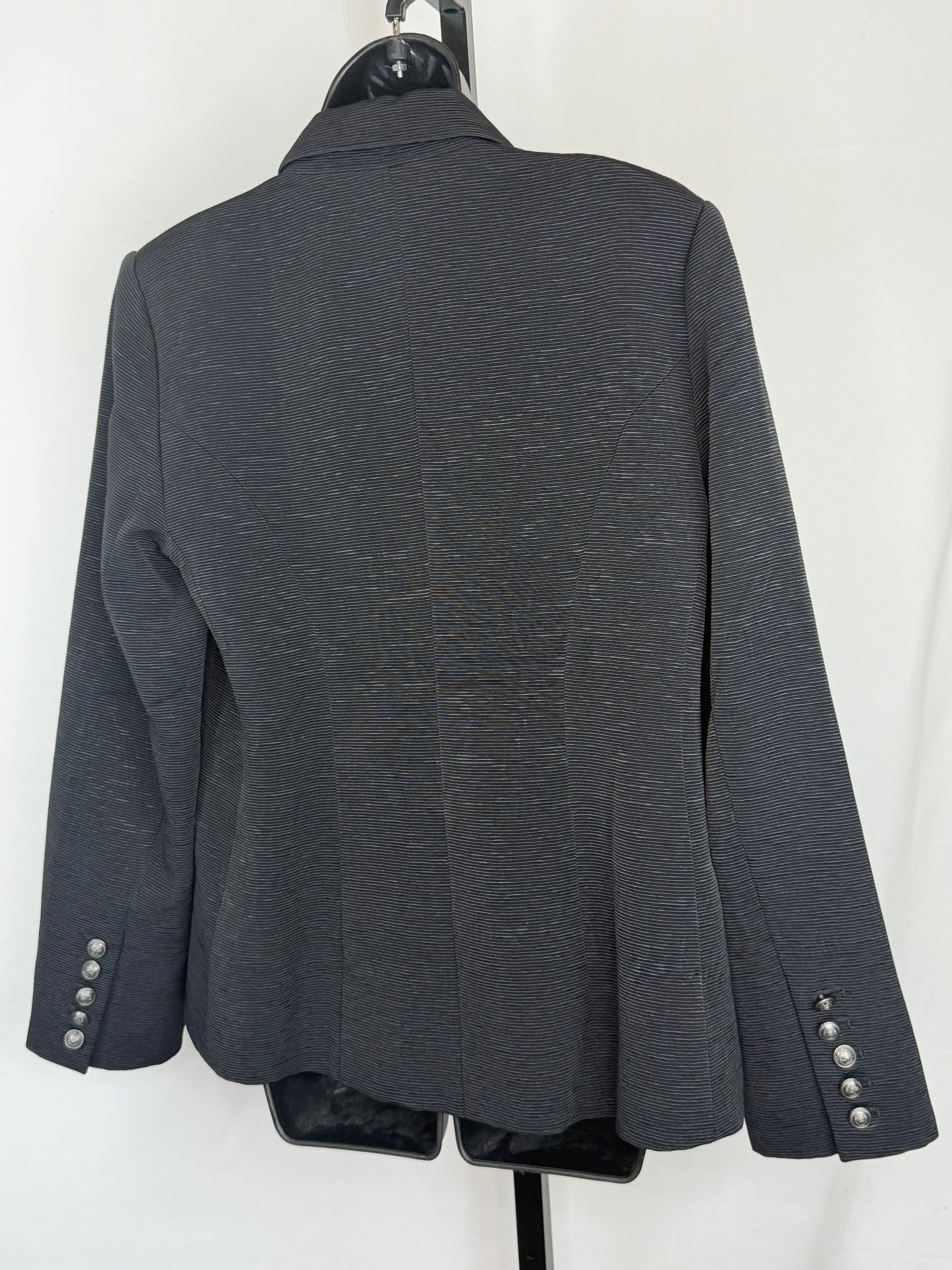 L'agence Black Line Textured Silver Button Blazer