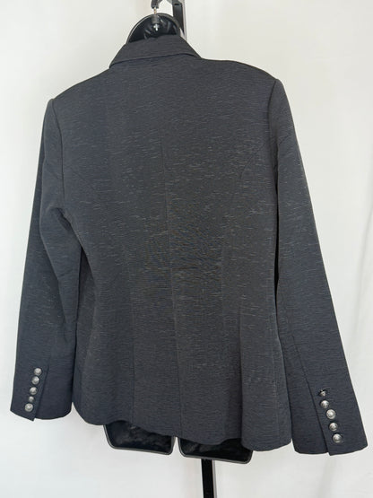 L'agence Black Line Textured Silver Button Blazer