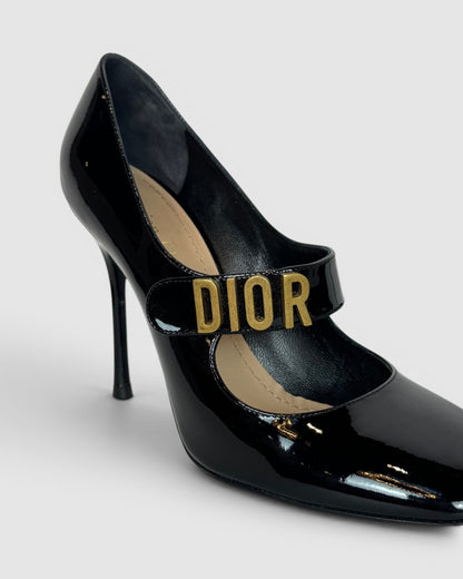Christian Dior Black Patent Leather Mary Jane Pumps