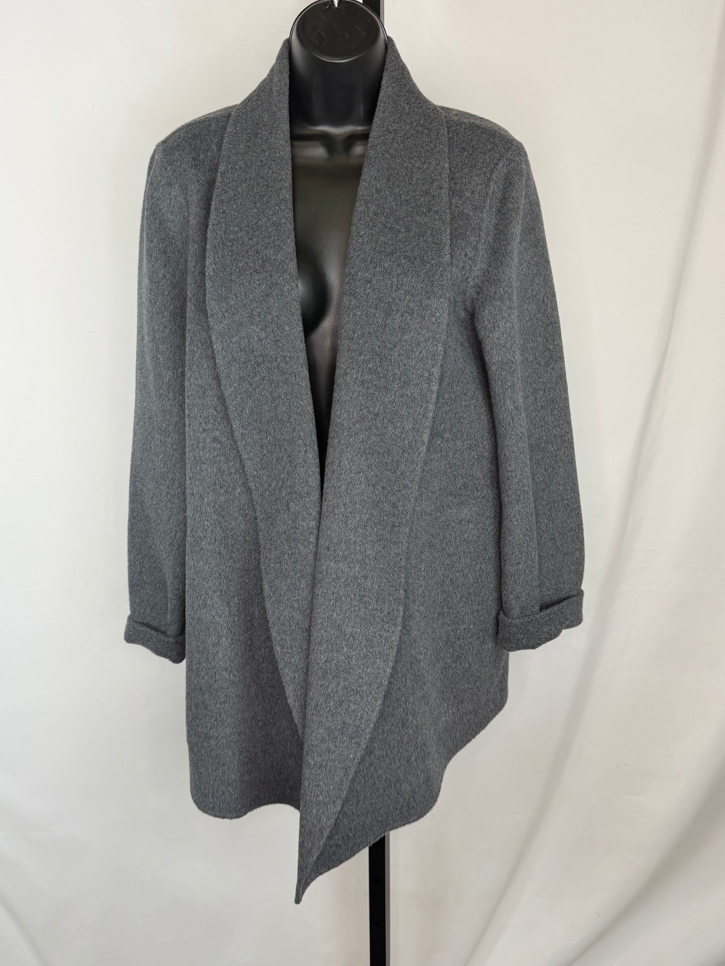 Theory Wool/Cashmere Grey Open Face Mid-Length Coat NWT