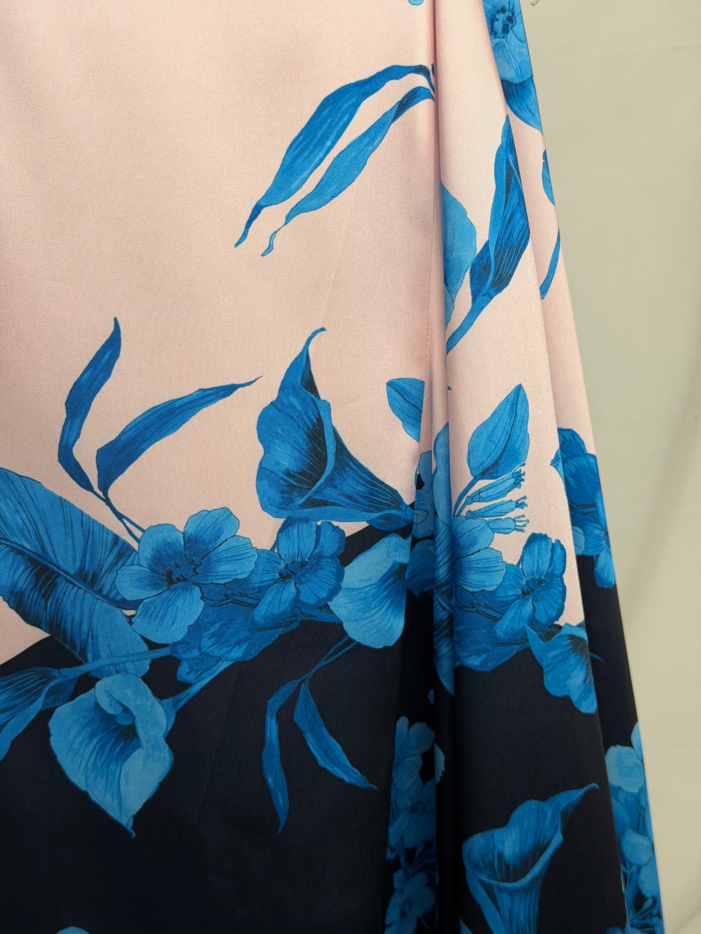 Ted Baker Pink Blue Floral Side Drape Detail Midi Skirt NWT