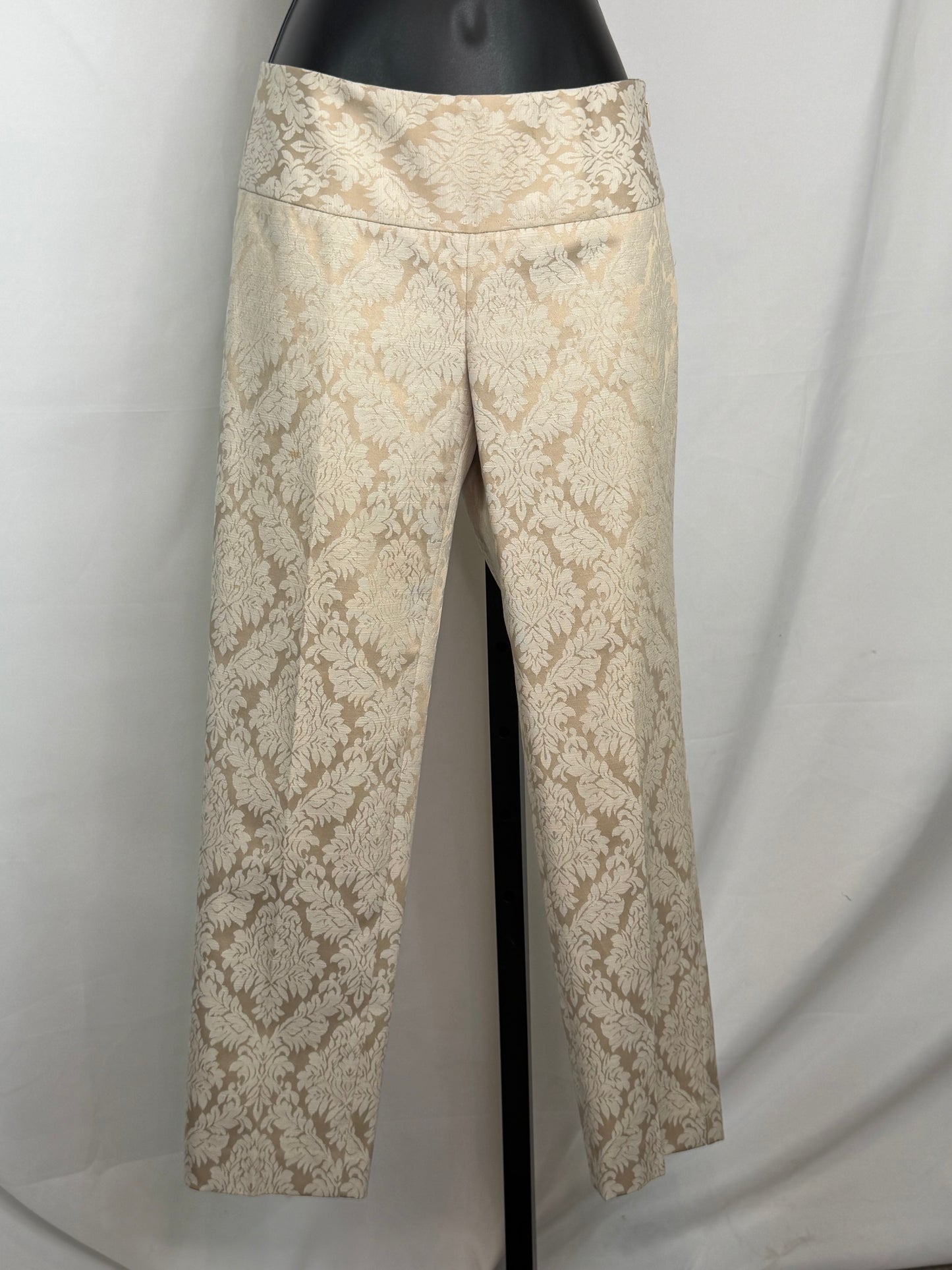 Elie Tahari Light Gold/Cream Brocade Straight Leg Pants