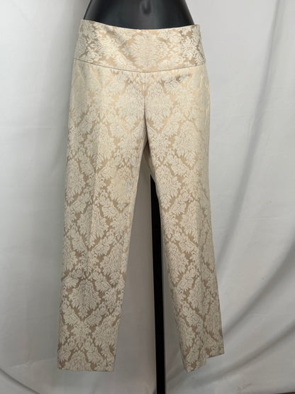 Elie Tahari Light Gold/Cream Brocade Straight Leg Pants