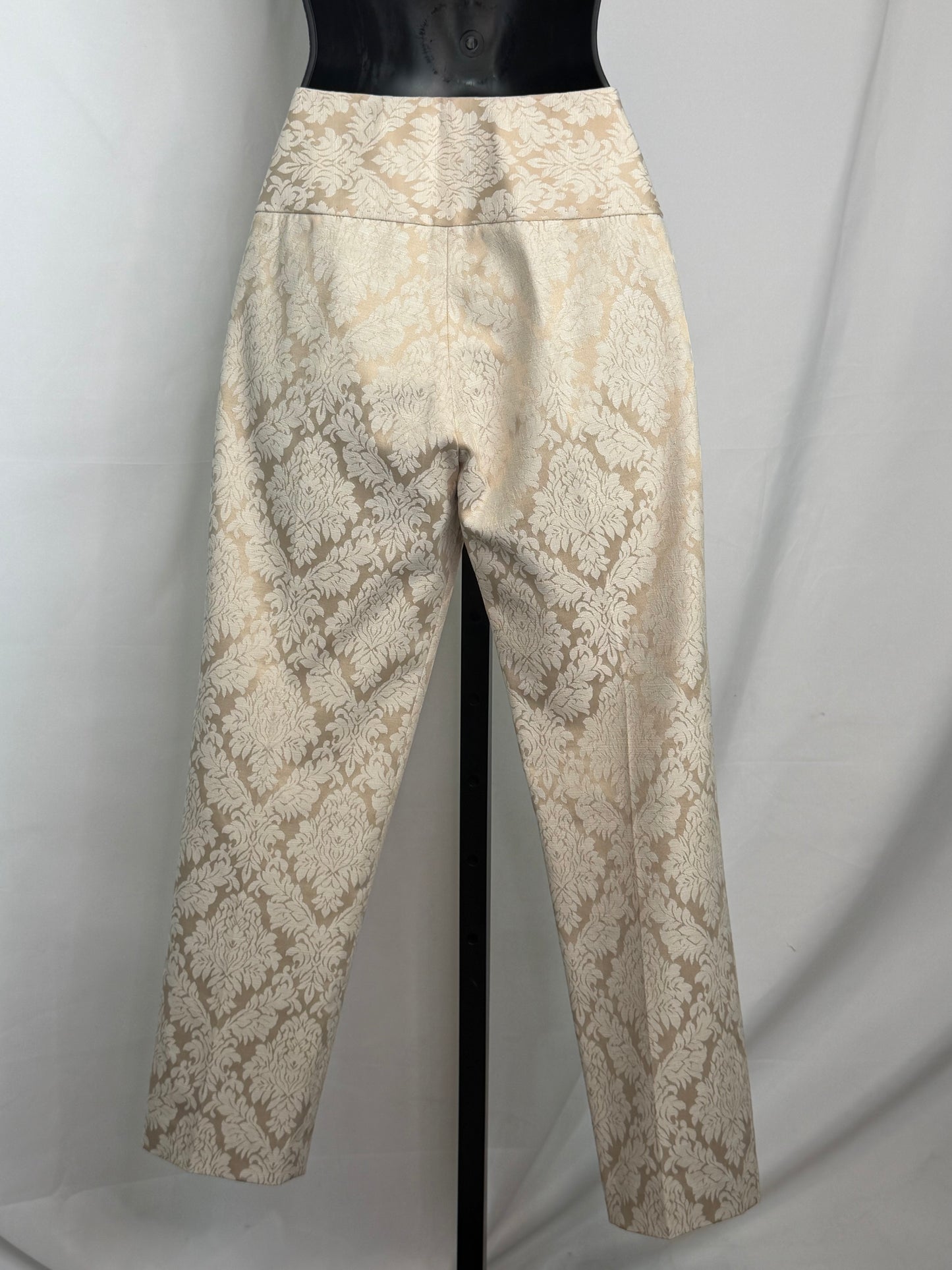 Elie Tahari Light Gold/Cream Brocade Straight Leg Pants