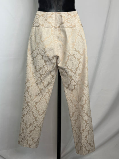 Elie Tahari Light Gold/Cream Brocade Straight Leg Pants