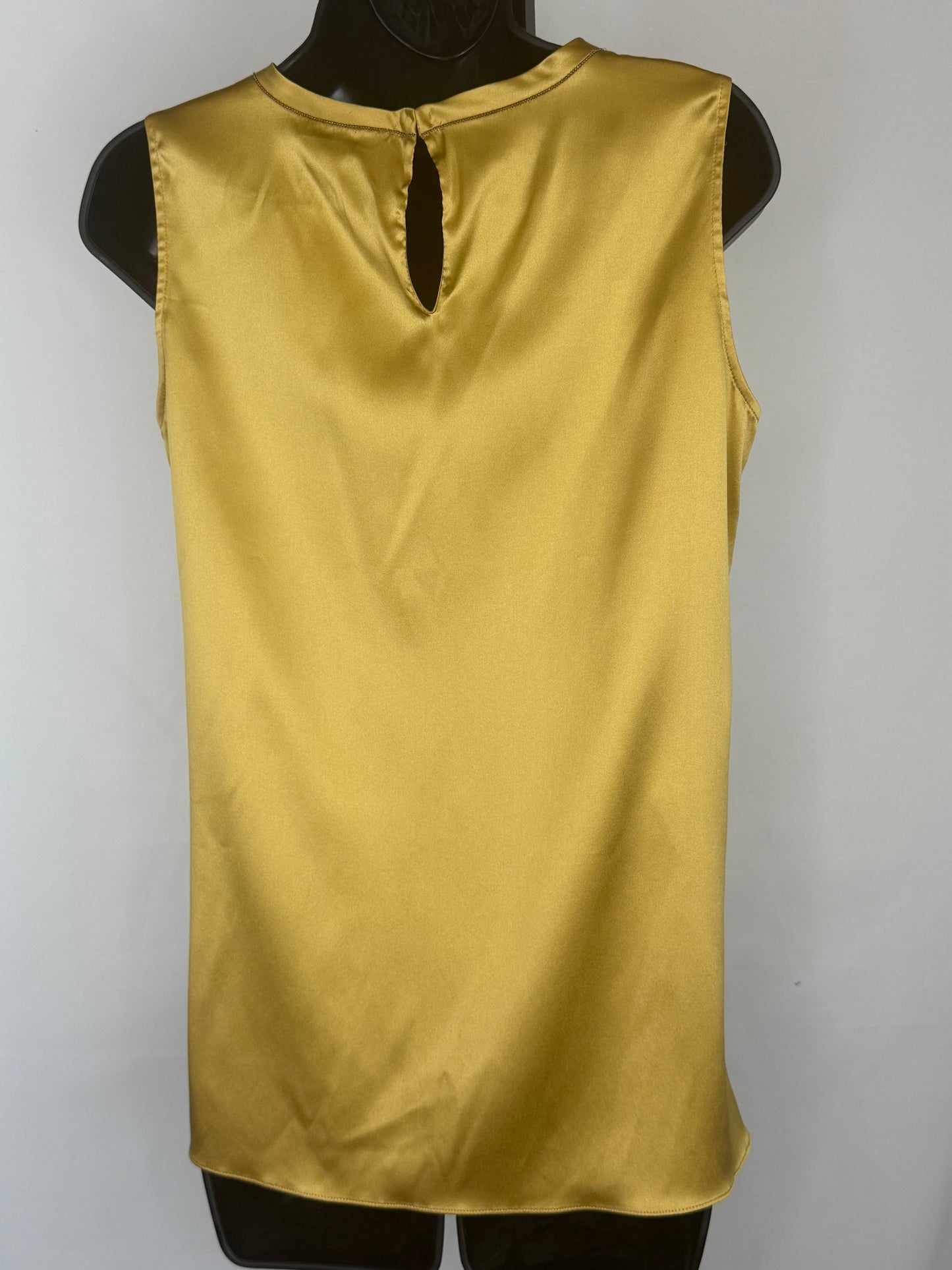 Brunello Cucinelli Gold Sleeveless High Neck Blouse w/ Signature Beading on Back