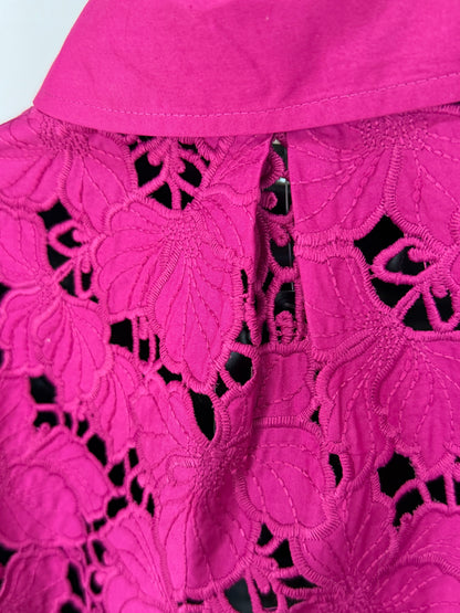 L'agence Pink Floral Detail Long Sleeve Crop Jacket / Top
