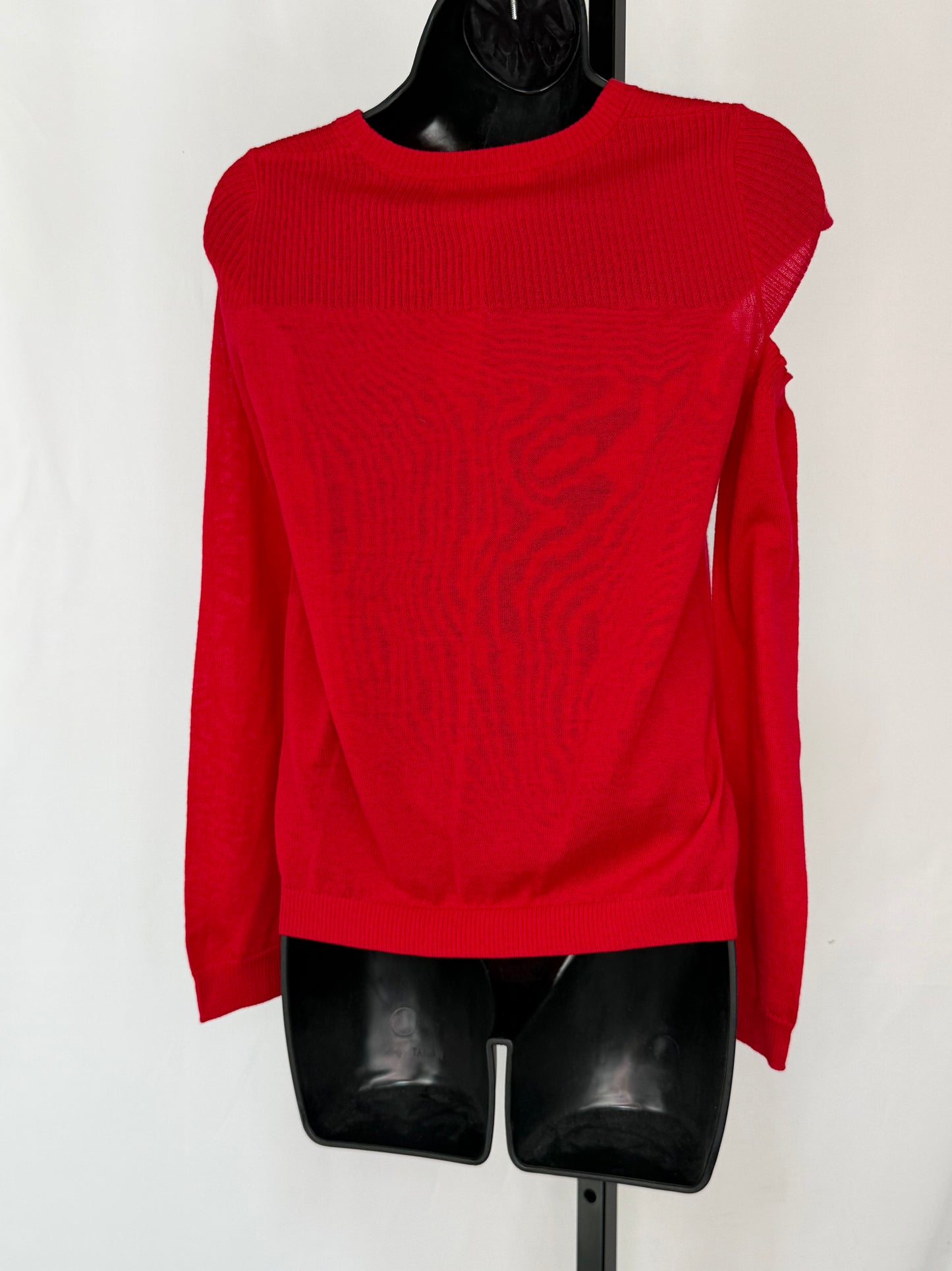 Michelle Mason Wool Red Cut Out on Neck & Shoulder Long Sleeve Sweater NWT