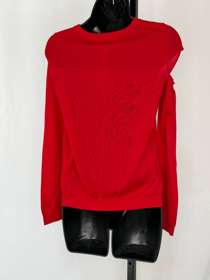 Michelle Mason Wool Red Cut Out on Neck & Shoulder Long Sleeve Sweater NWT