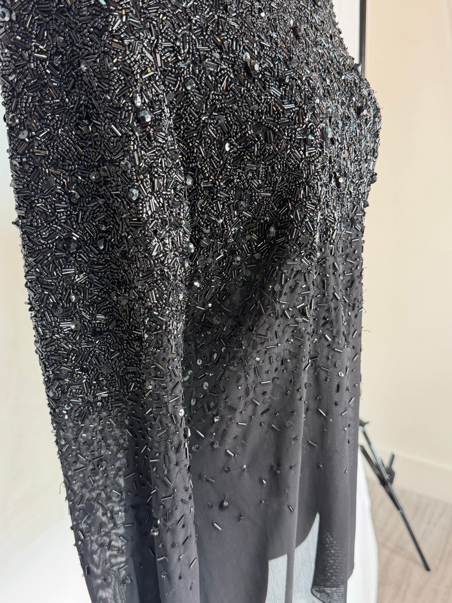 Mark + James By Badgley Mischka Black Multi Beaded Crop Neck Top