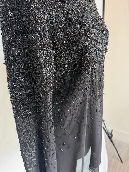 Mark + James By Badgley Mischka Black Multi Beaded Crop Neck Top
