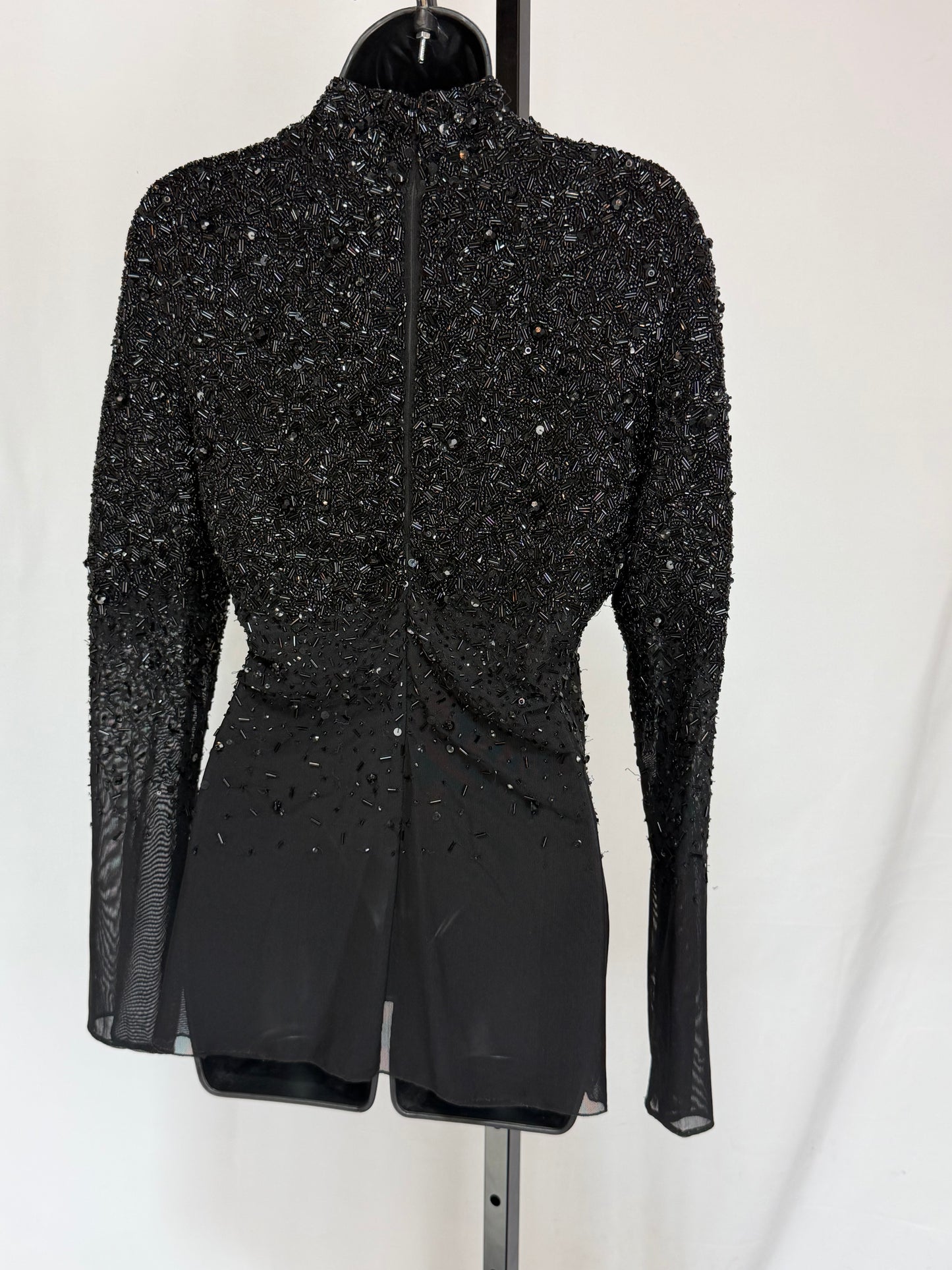 Mark + James By Badgley Mischka Black Multi Beaded Crop Neck Top