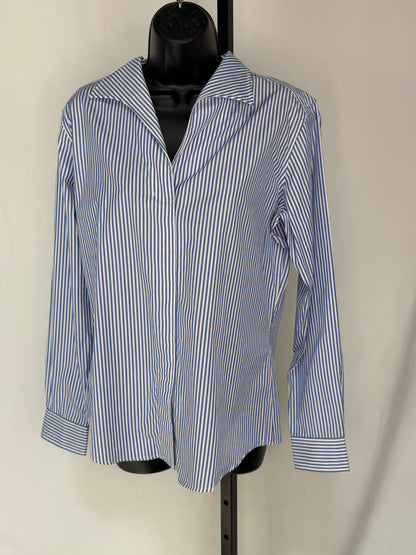 Sarah Alexandra Blue & White Stripe Collared Long Sleeve Button Up Blouse NWT