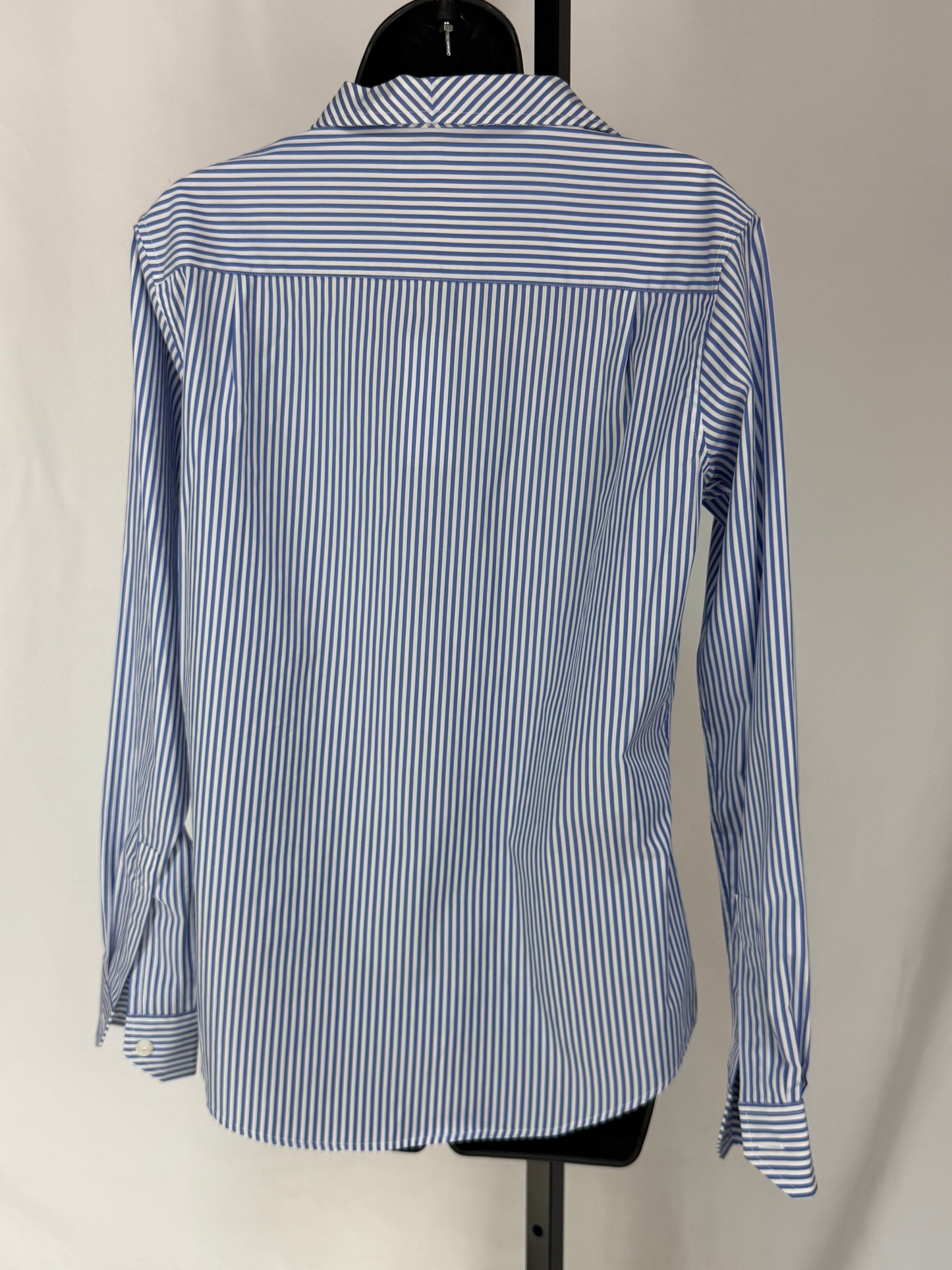 Sarah Alexandra Blue & White Stripe Collared Long Sleeve Button Up Blouse NWT