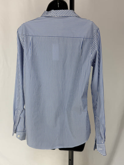 Sarah Alexandra Blue & White Stripe Collared Long Sleeve Button Up Blouse NWT