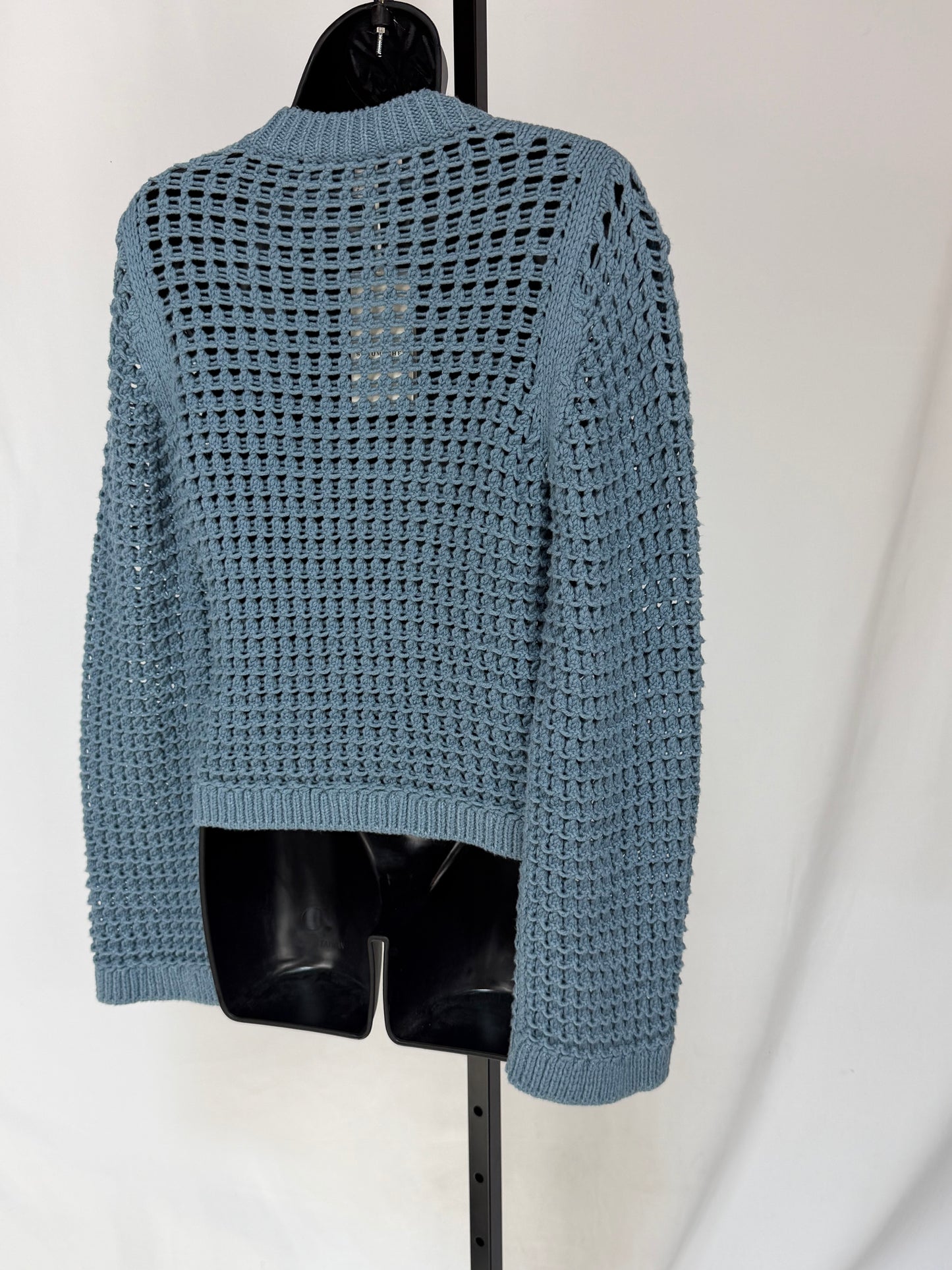 Dorothee Schumacher Knit Dusty Blue Crochet Button Up Cardigan NWT