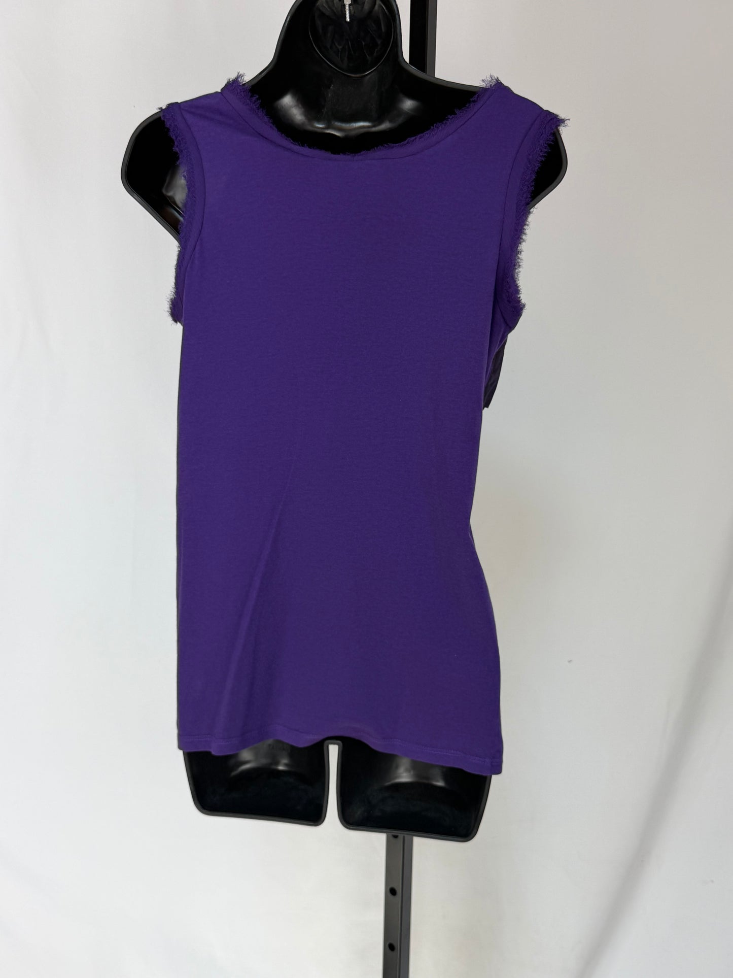 Lanvin Purple Pleated Black Bow Detail Tank Top