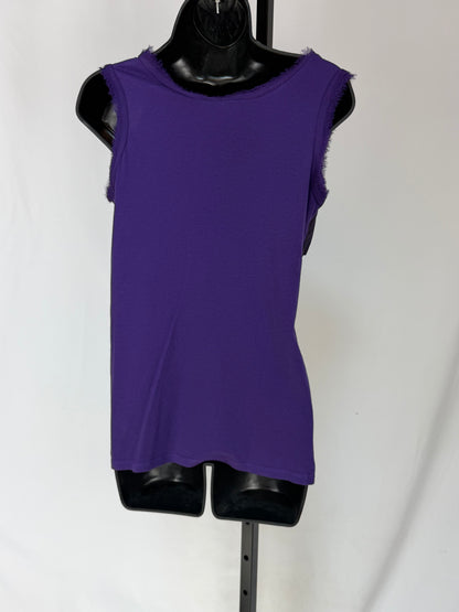 Lanvin Purple Pleated Black Bow Detail Tank Top