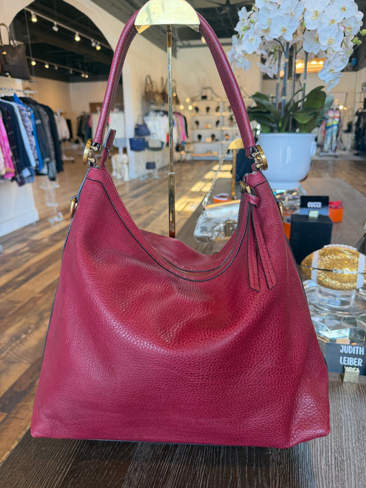 Gucci Red Large Shoulder Bag w/ Gold GG Hardware