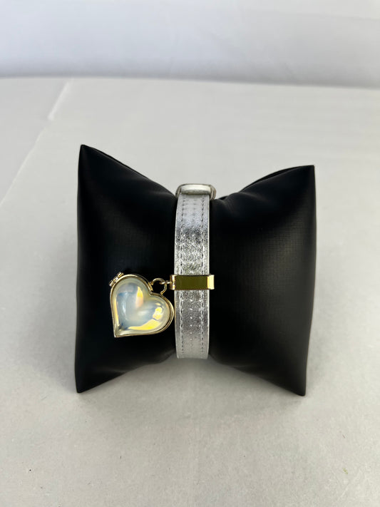 Lalique Crystal "Heart Catcher" Leather Strap Bracelet