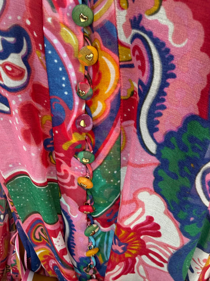 Zimmerman Multicolor Paisley Long Sleeve Button Knee-Length Dress NWT