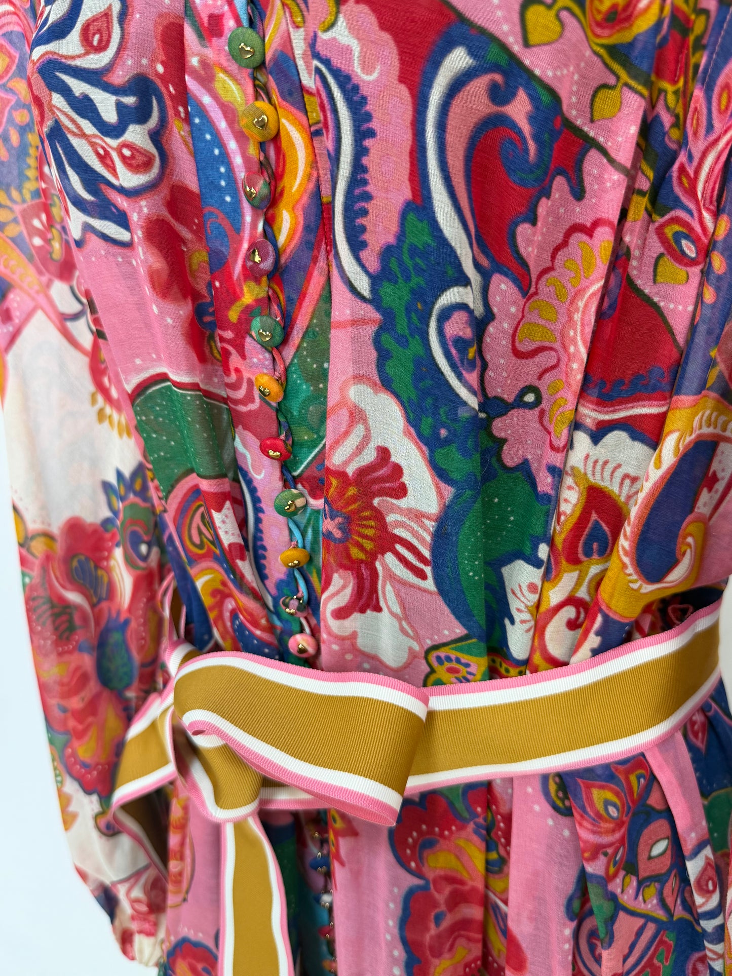 Zimmerman Multicolor Paisley Long Sleeve Button Knee-Length Dress NWT