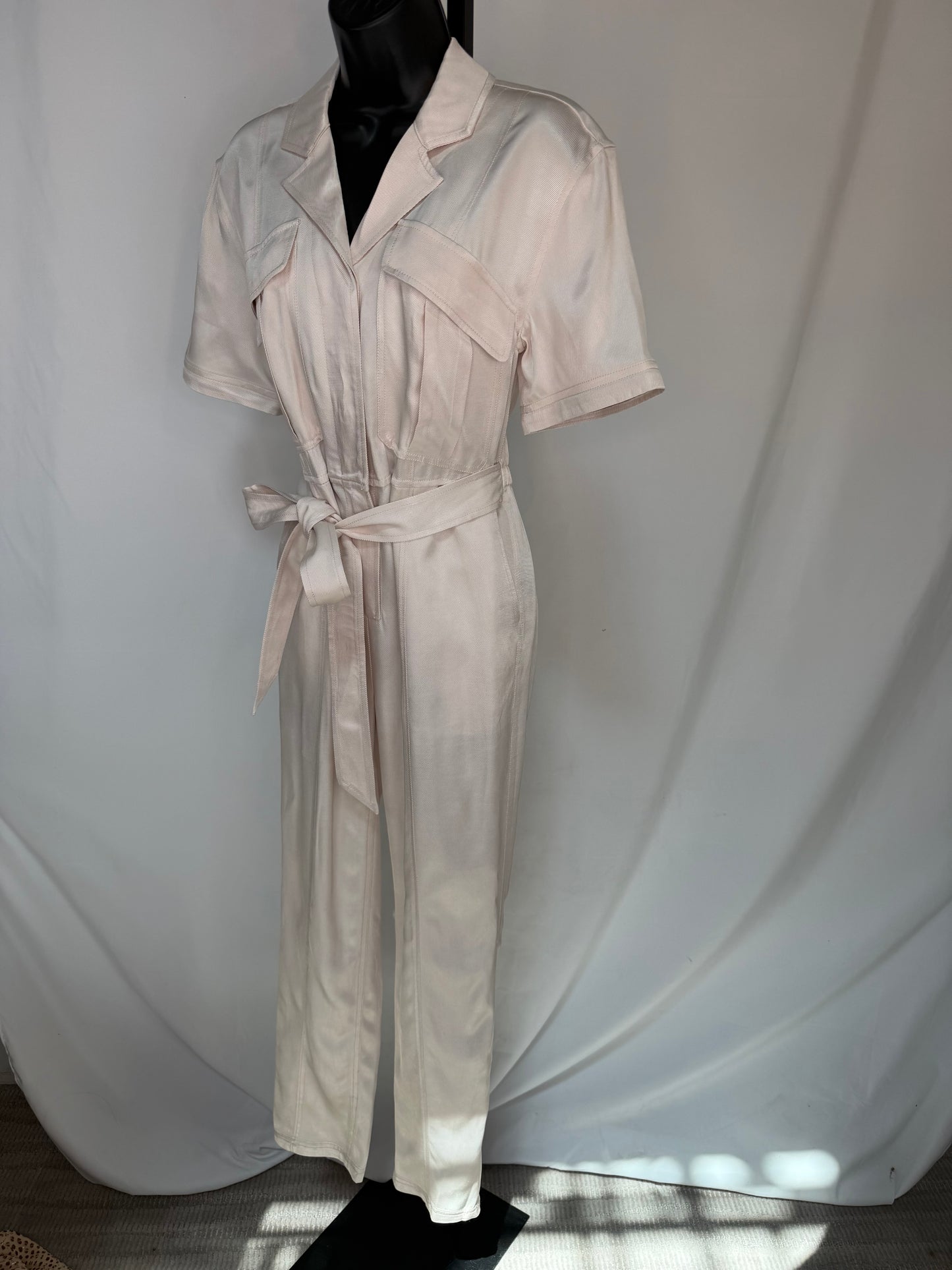 Ramy Brook Cream Short Sleeve Button Down Jumpsuit NWT