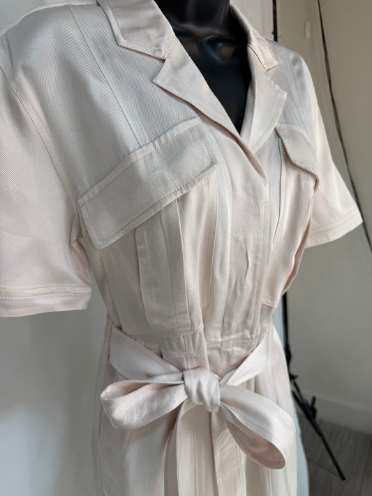 Ramy Brook Cream Short Sleeve Button Down Jumpsuit NWT