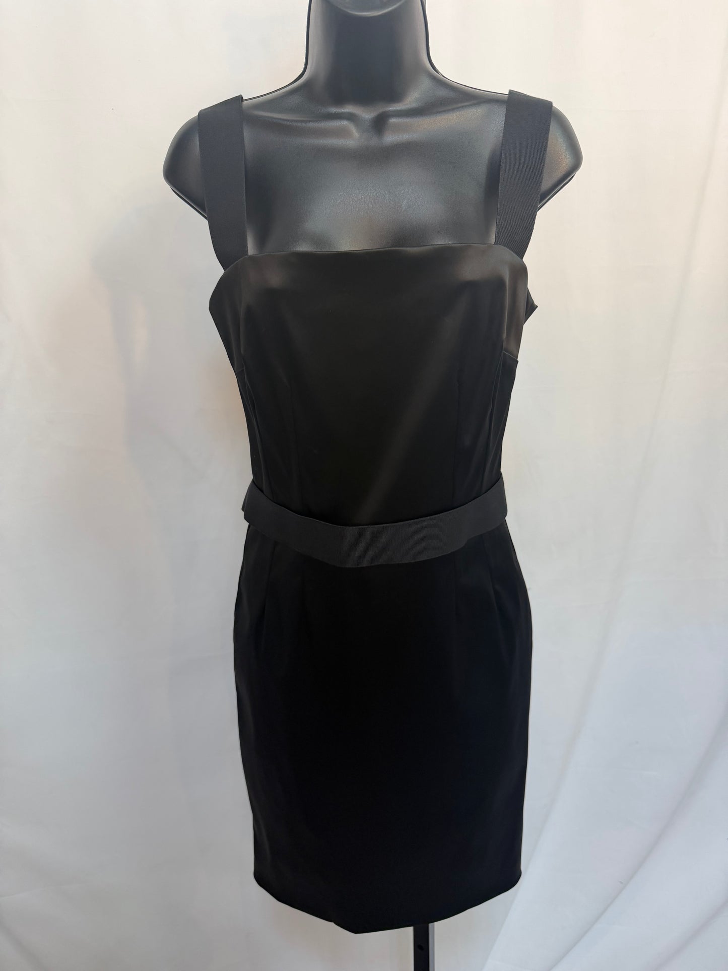 Dolce & Gabbana Black Satin Sleeveless Knee-length Dress