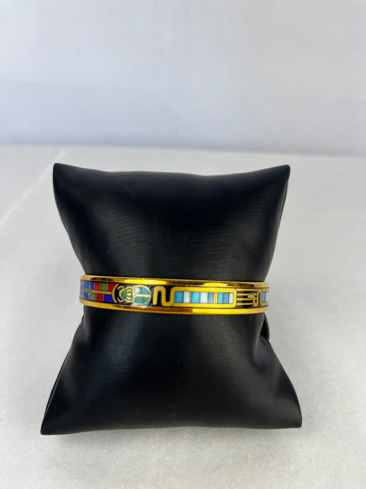 Michaela Frey Wien 24K Gold Plated Enamelled Geometric Art Deco Style Bangle