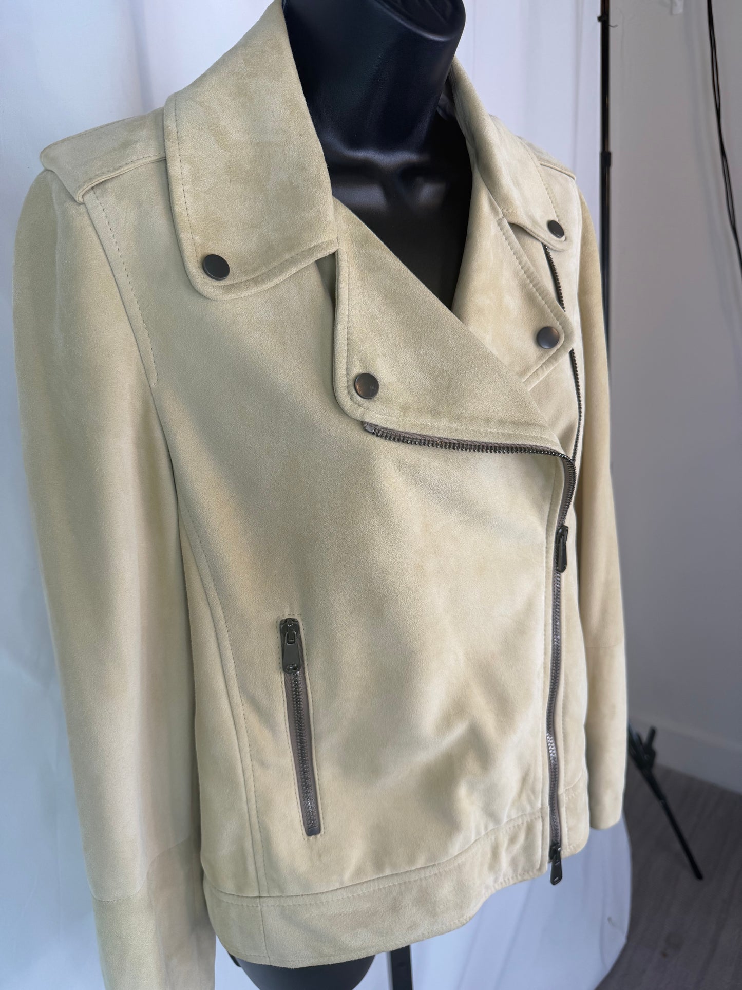 Brunello Cucinelli Camel Suede Moto Zip Up Jacket