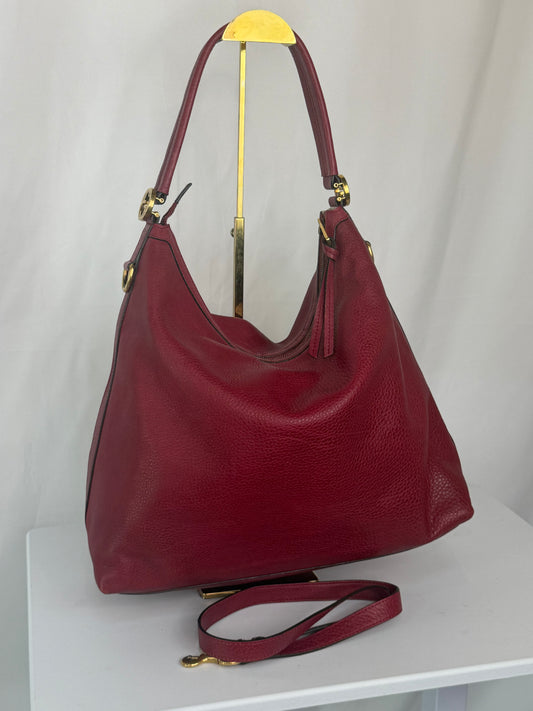 Gucci Red Large Shoulder Bag w/ Gold GG Hardware