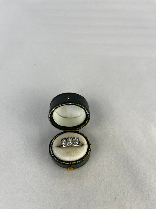 COMES WITH BOX Three Diamond Vintage Engagement Ring Set in Gold