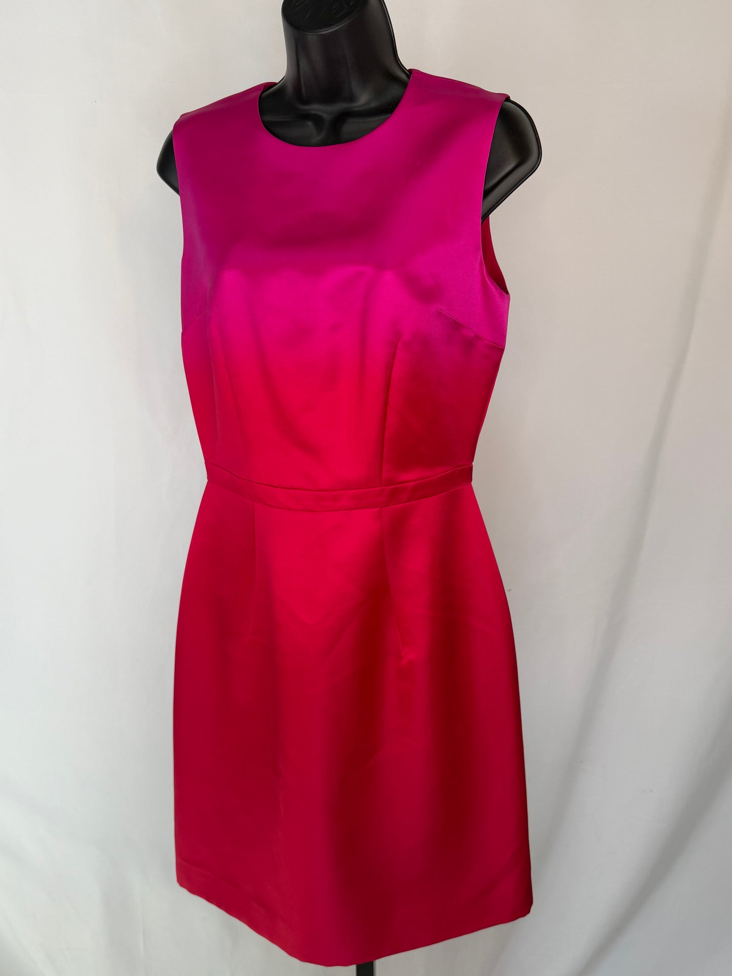 Burberry Hot Pink Satin High Neck Sleeveless Knee-length Dress