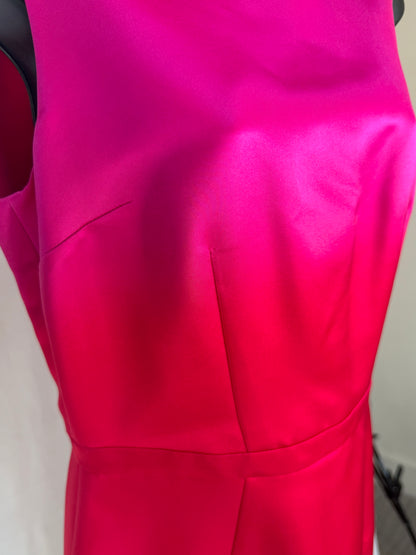 Burberry Hot Pink Satin High Neck Sleeveless Knee-length Dress