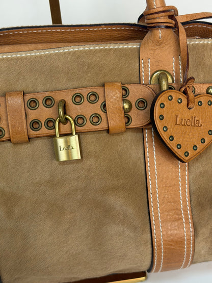 Luella Camel & Tan Leather & Ponyhair Top Handle Bag
