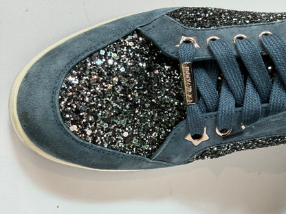 Jimmy Choo Blue Suede & Sparkle Sneakers