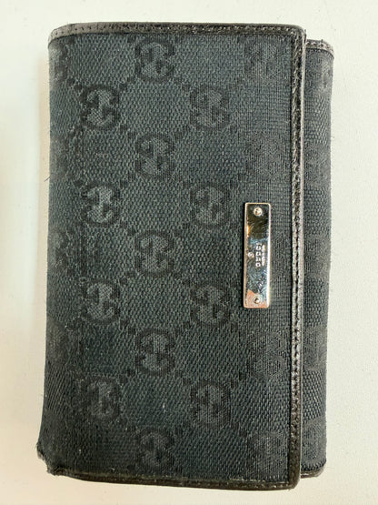 Gucci Black Monogram Trifold Wallet