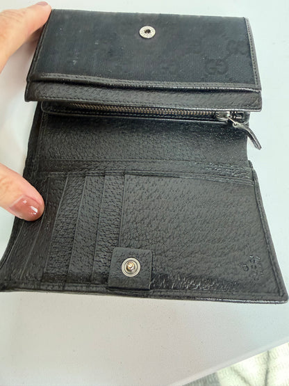 Gucci Black Monogram Trifold Wallet
