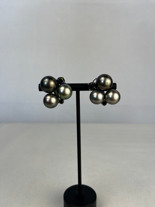 Utopia Three Tahitian Pearl Silver Earrings