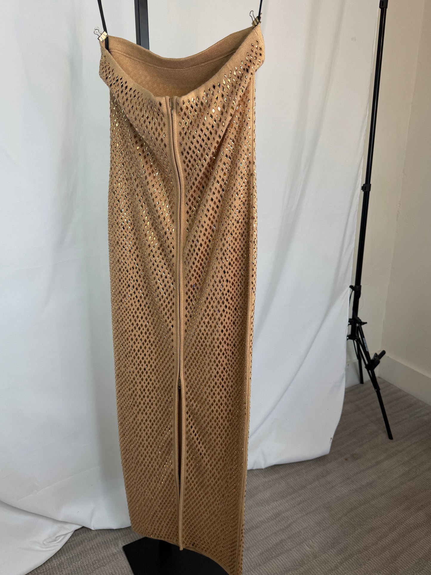 Retrofete Gold BOA EMBELLISHED KNIT DRESS NWT