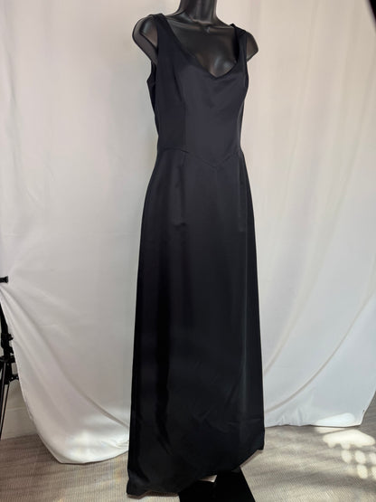 Black V-Neck Gown w/ Off-White Train in Back