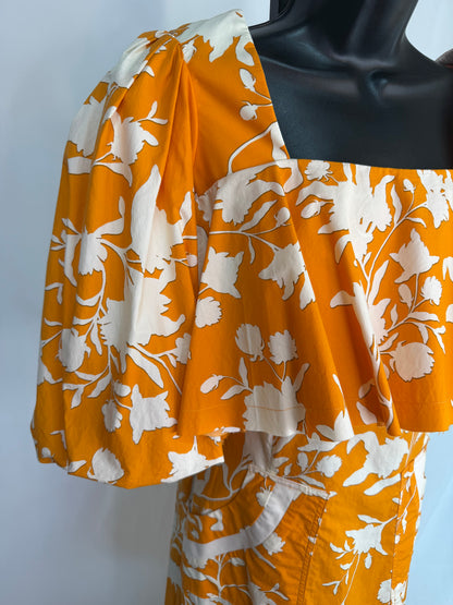 Johanna Ortiz Orange & Cream Floral Print Maxi Dress