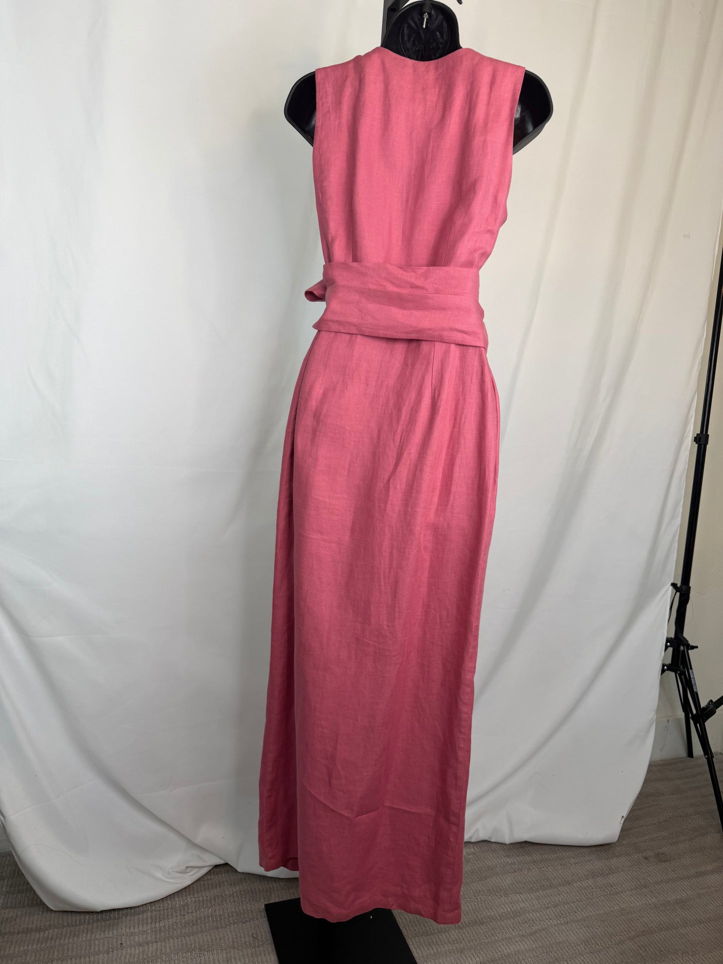 Giuliva Heritage Linen Pink Sleeveless Wrap Maxi Dress